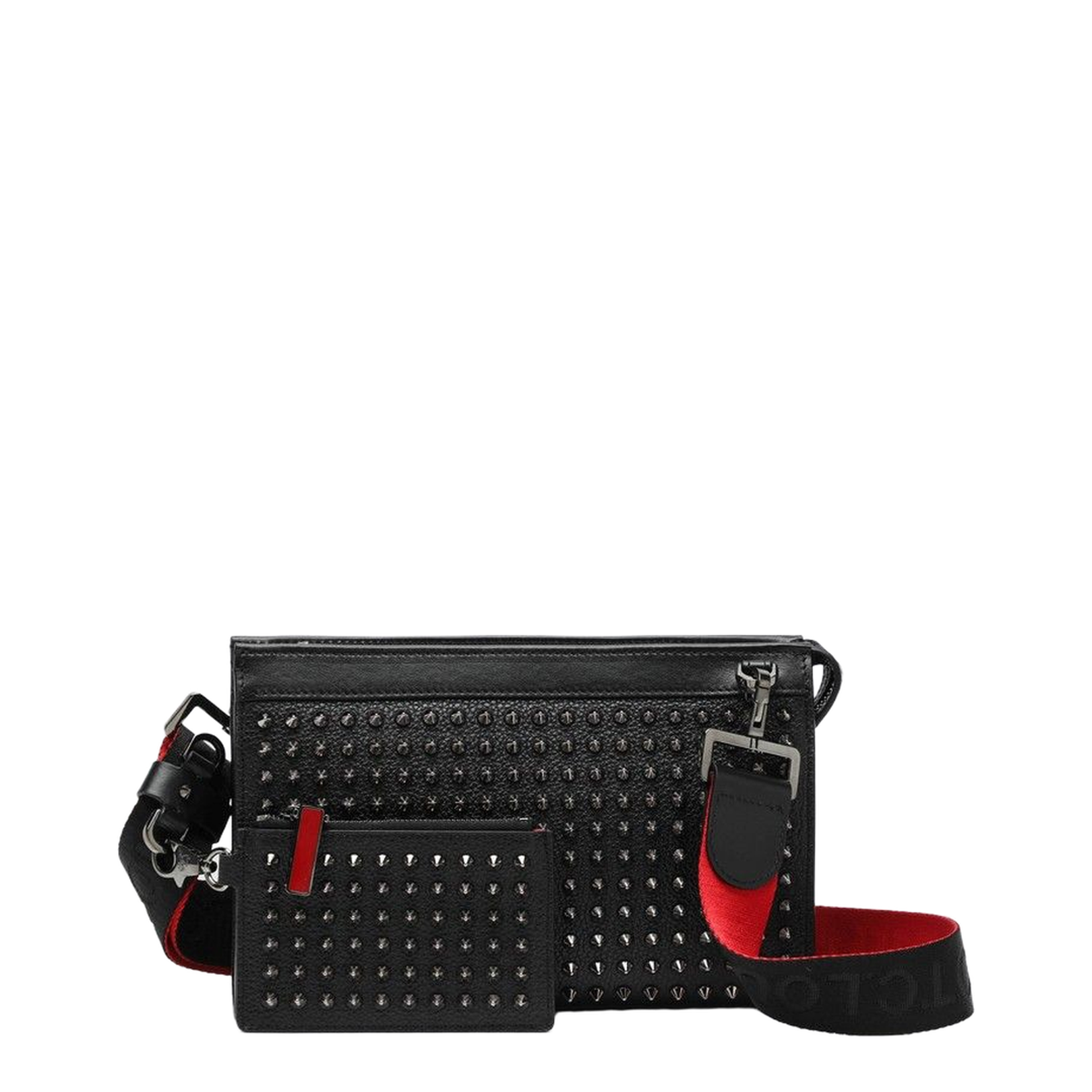 Black Leather Shoulder Bag with Studs