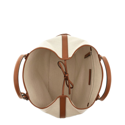 Script Shopping Bag Medium Ivory Brown
