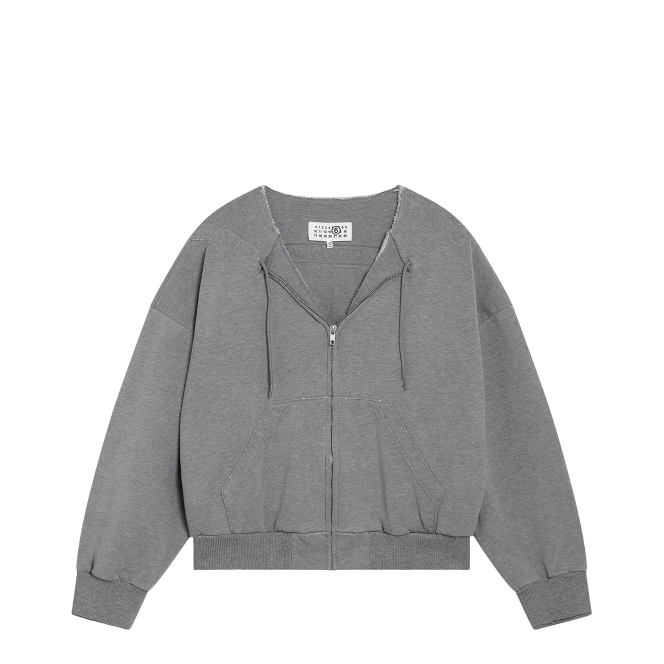 Cotton Zip Hoodie with Drawstring Gray