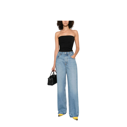 Indigo Blue Concealed Fly and Button Fastening Classic Five Pockets Belt Loops Whiskering Effect