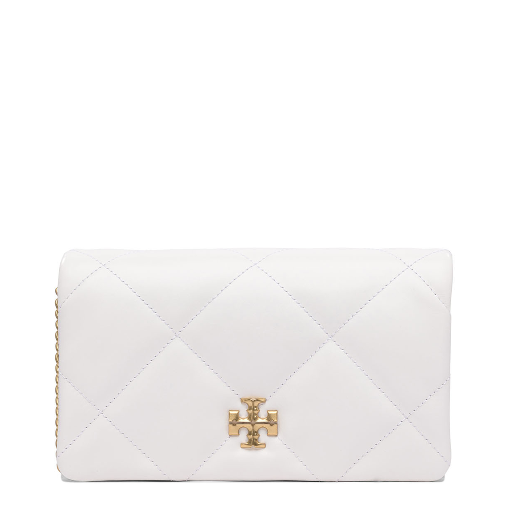 White Diamond-Quilted Crossbody Bag