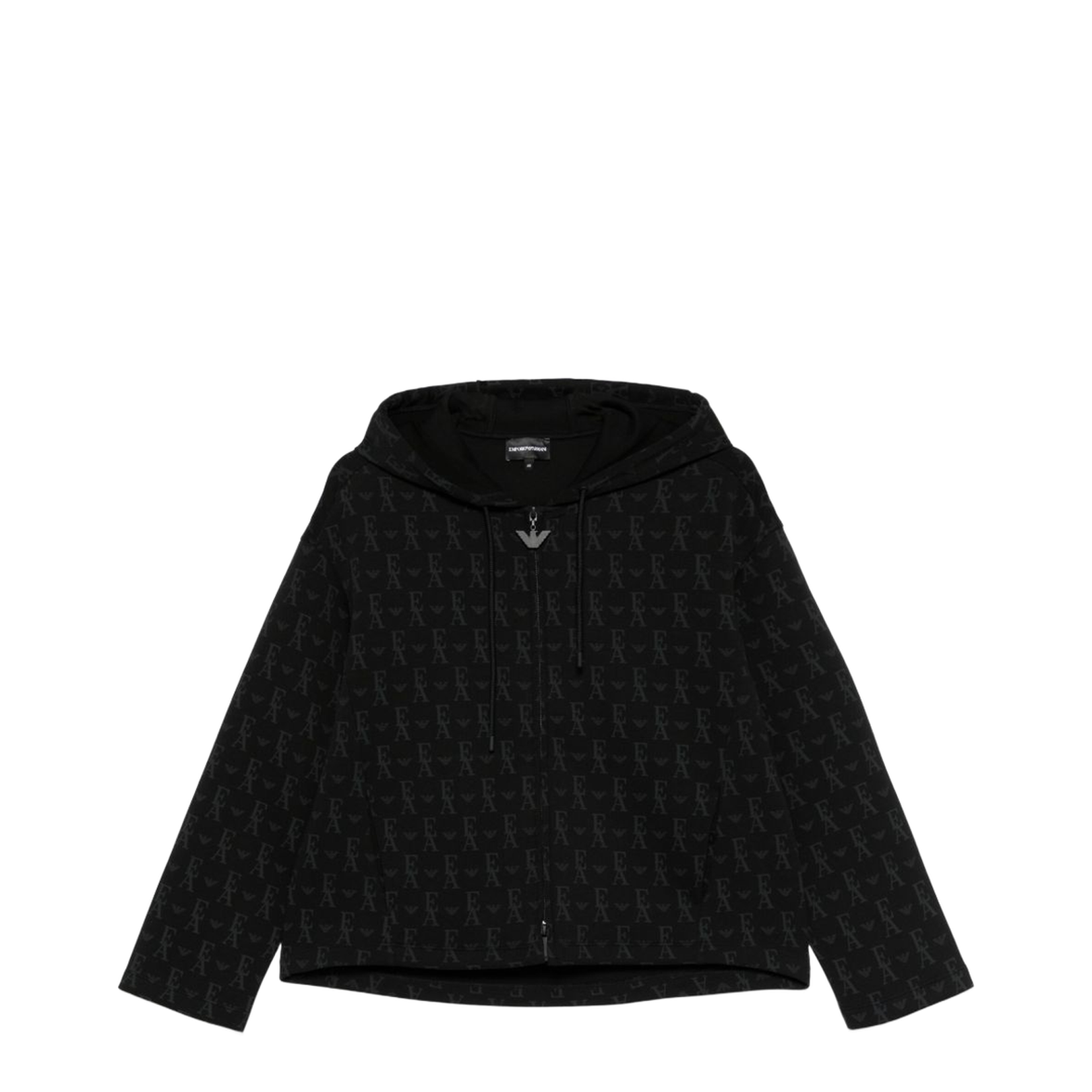 Double-Jersey Hooded Zip-Up Sweatshirt with All-Over Lettering