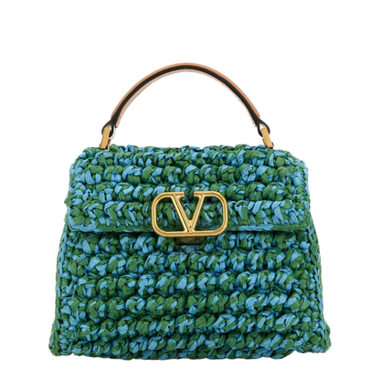 Two-tone Raffia Vsling Handbag