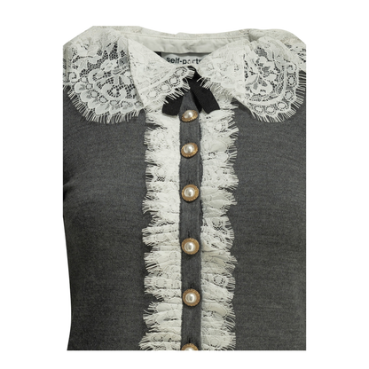 MAYFEYR - Self Portrait - Sweater With Lace Collar - PF26134CGRGREY