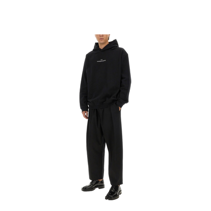 Black Cotton Hooded Sweatshirt