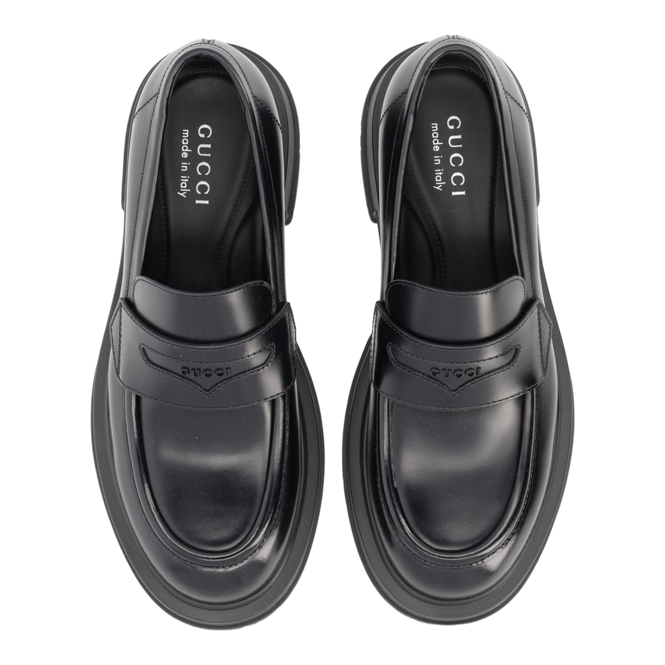 Black Leather Loafer with Logo
