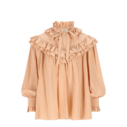 MAYFEYR - Chloè - Oversized Crêpe De Chine Ruffle Top - CH25WHT14005