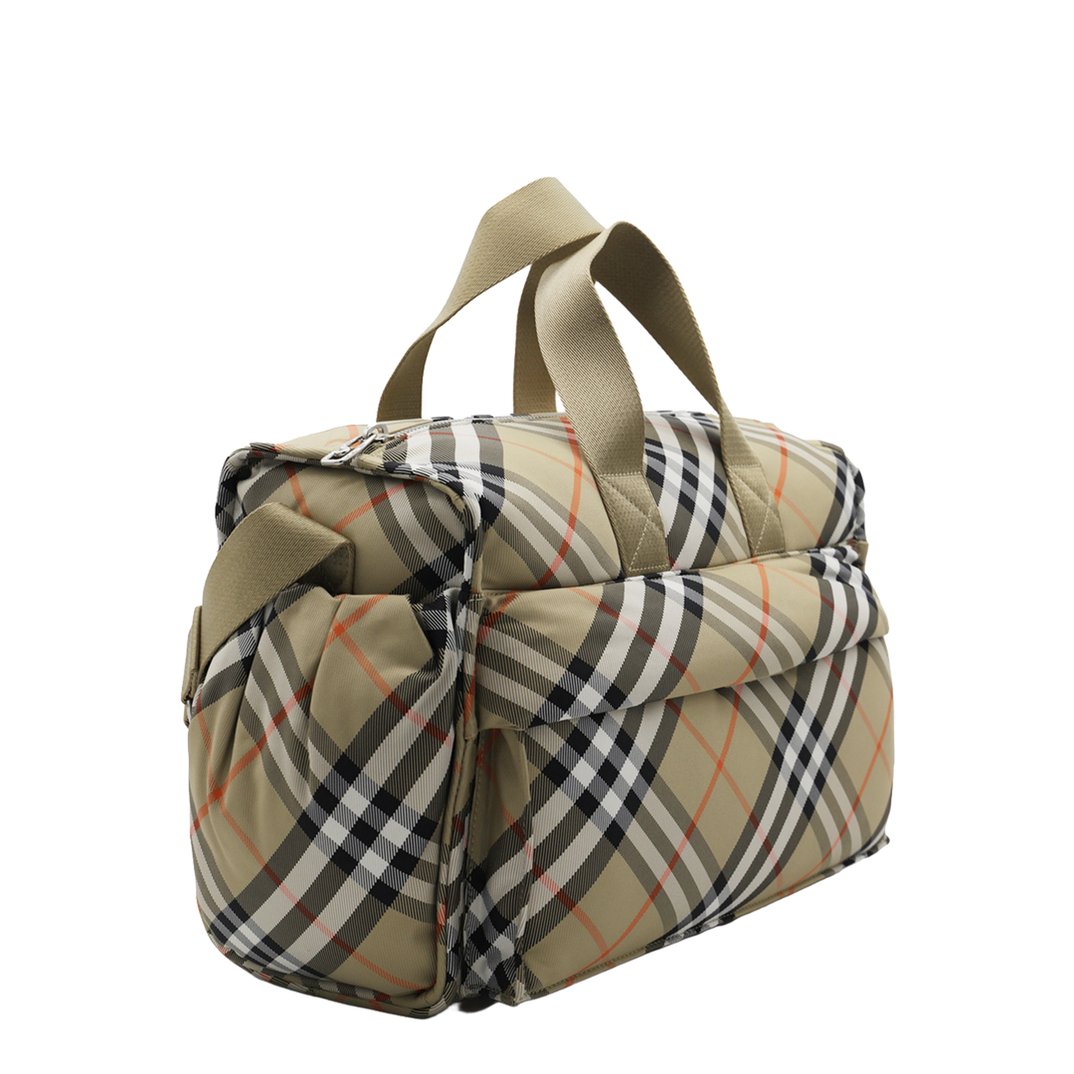 Polyamide Zipped Checked Changing Bag - Beige