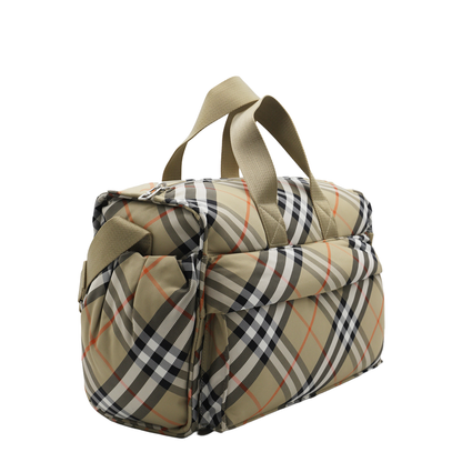 Polyamide Zipped Checked Changing Bag - Beige