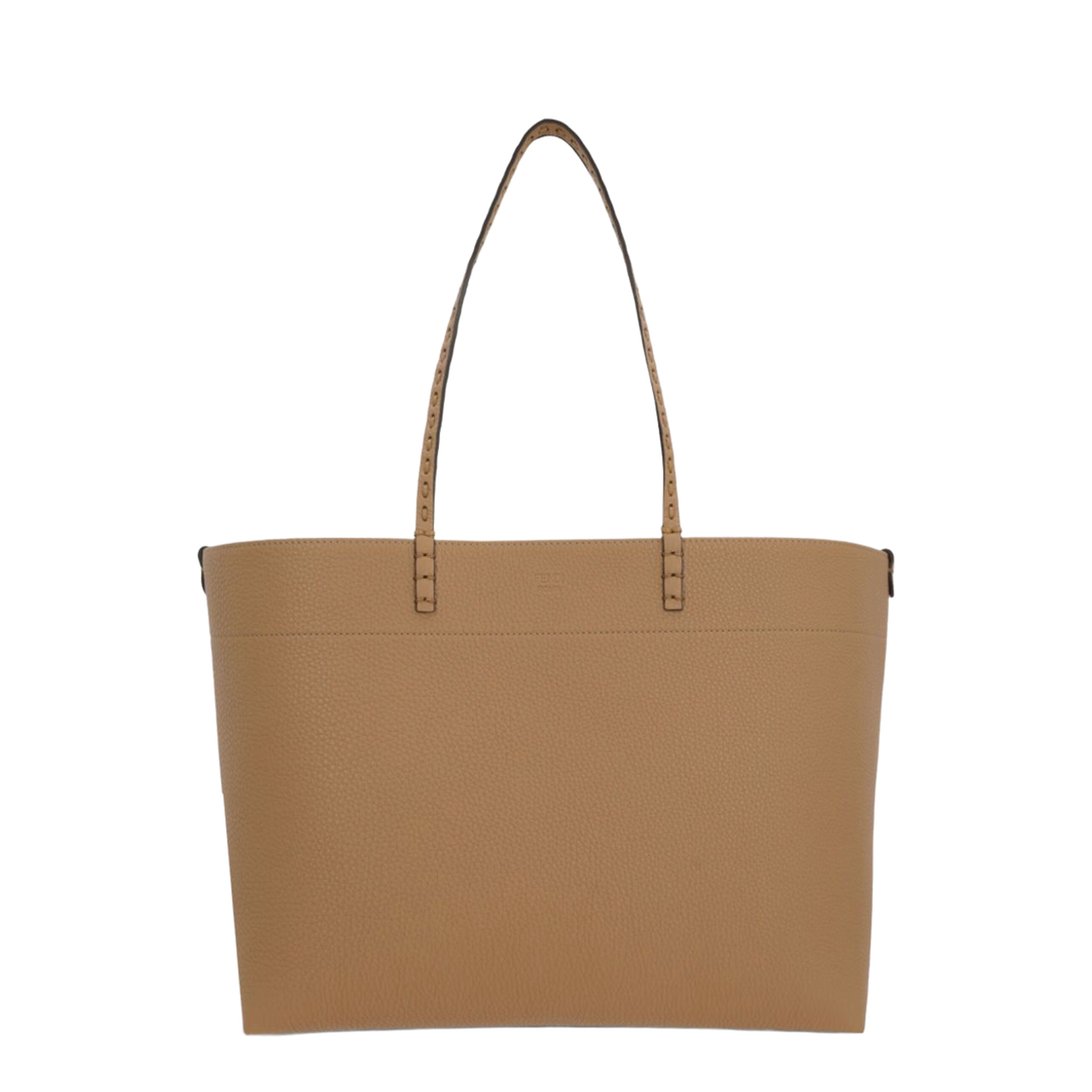 Roll Medium Leather Structured Tote - Tan