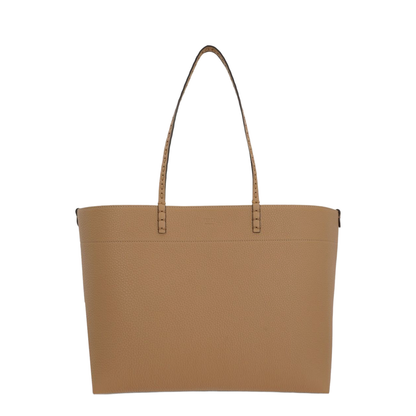 Roll Medium Leather Structured Tote - Tan