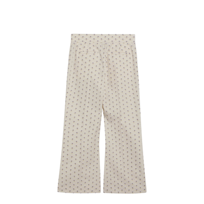 Ivory Trousers with Floral Pattern