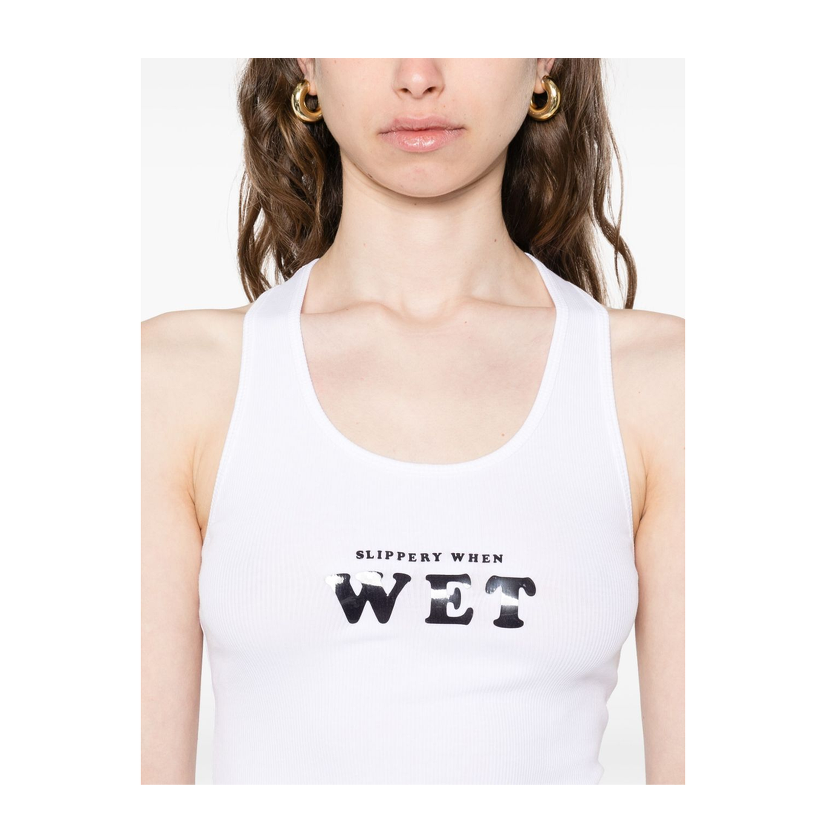 Pure White Slippery When Wet Racerback Tank Top