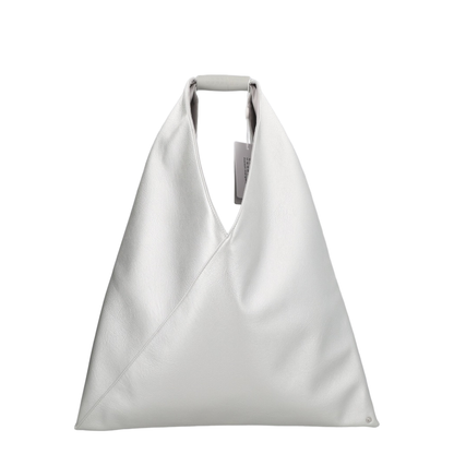 Medium Japanese Bag in Silver Eco-Leather