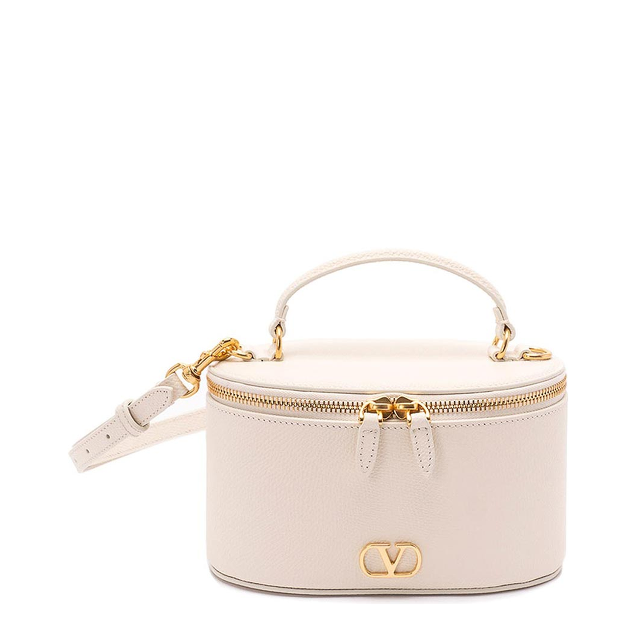 VLogo Signature Mini Calfskin Vanity Case - Light Ivory