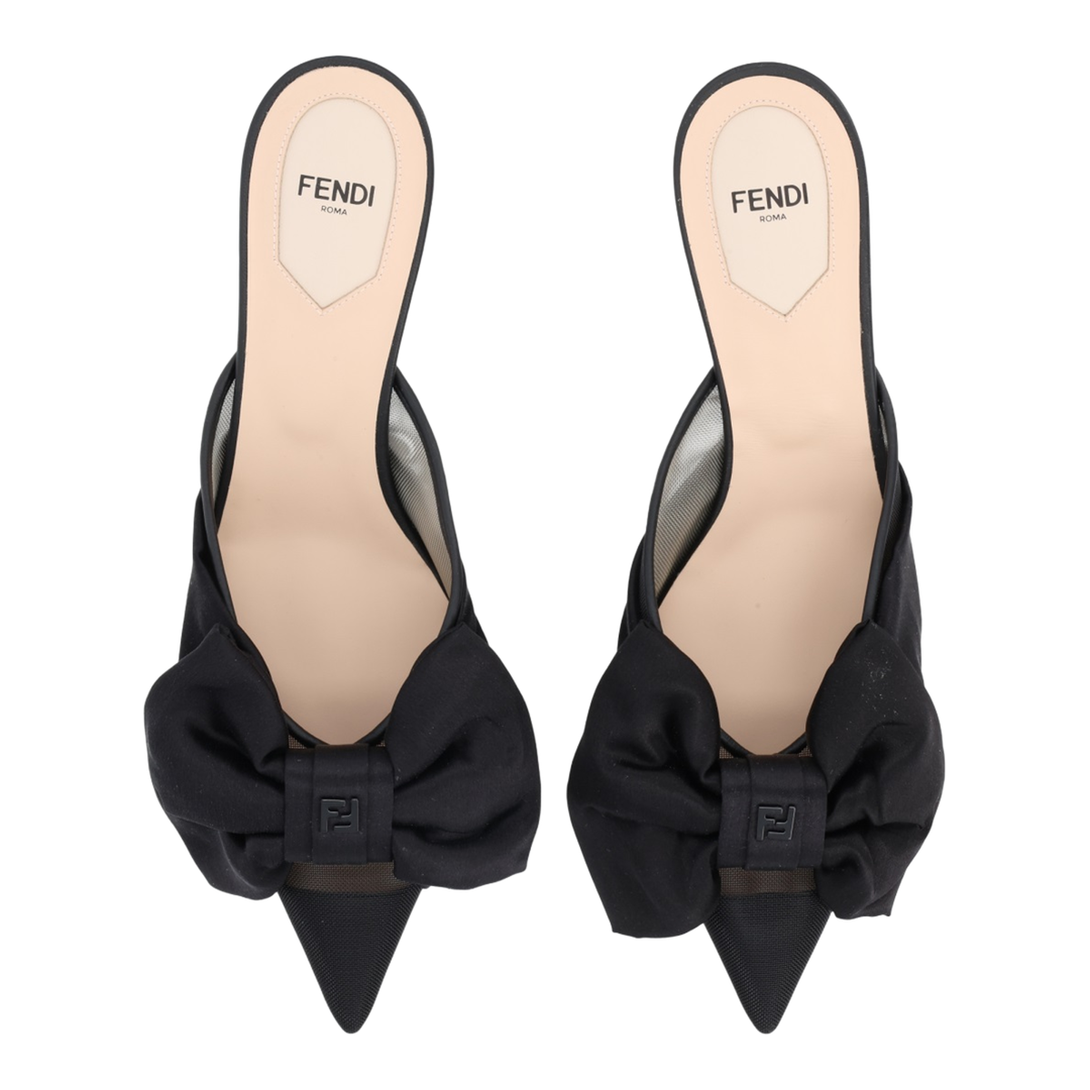 Black Satin Medium-Heeled Sabots