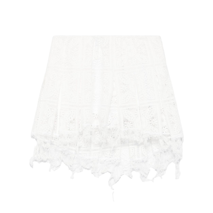 Pleated Mini Skirt in Cotton Blend White