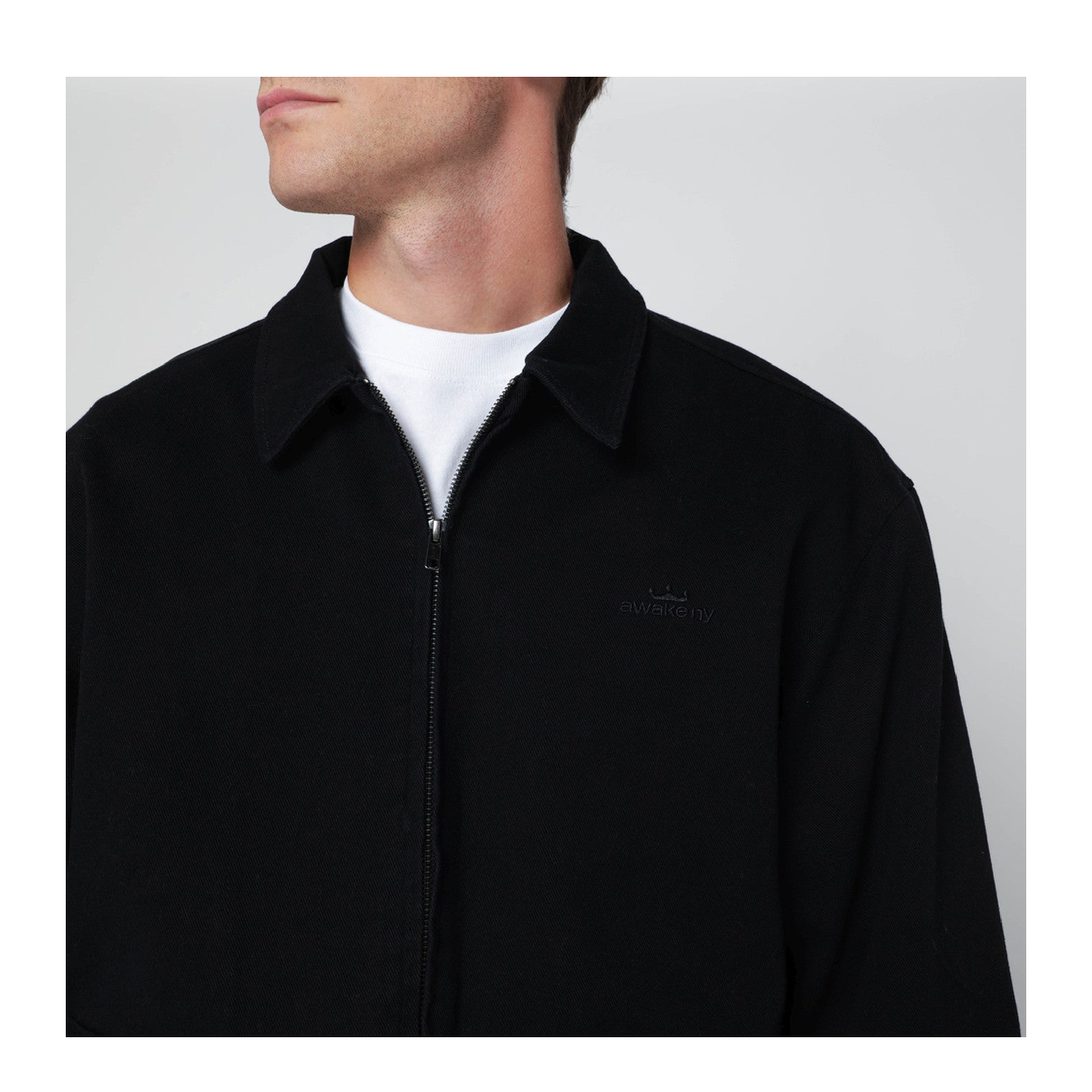 MAYFEYR - Awake NY - Black Zip Up Overshirt With Logo - AWK-FW25-OT002COBLK