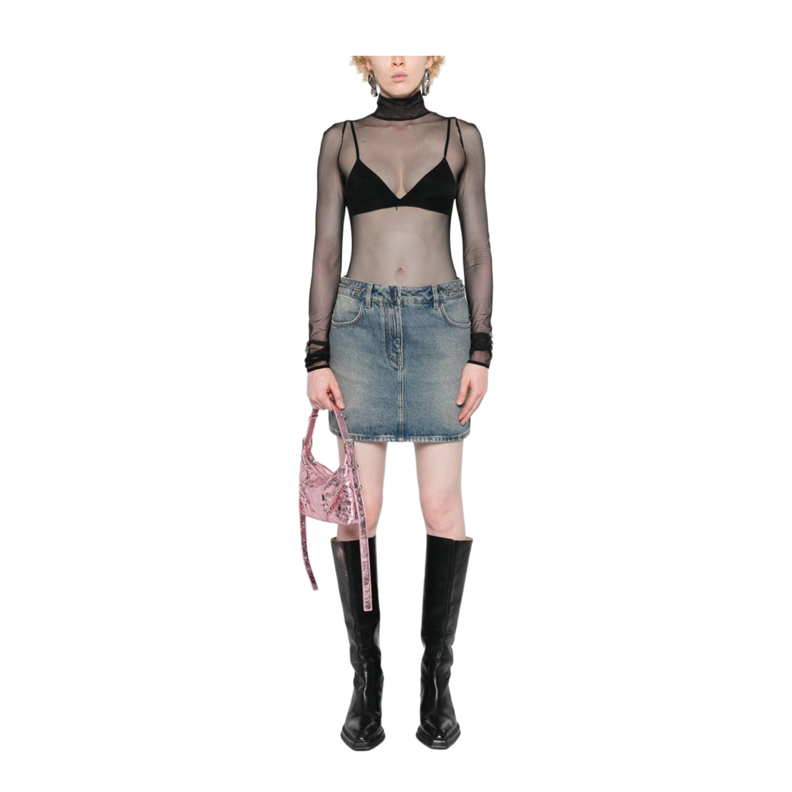 Denim Mini Skirt in Clear Blue
