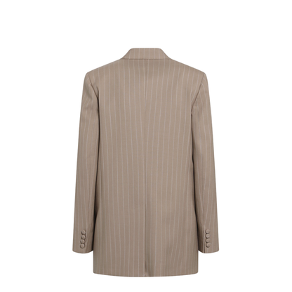 MAYFEYR - Valentino - Double-Breasted Pinstripe Jacket In Mud/Ivory Virgin Wool - 9B3CE5V5A9C3EU