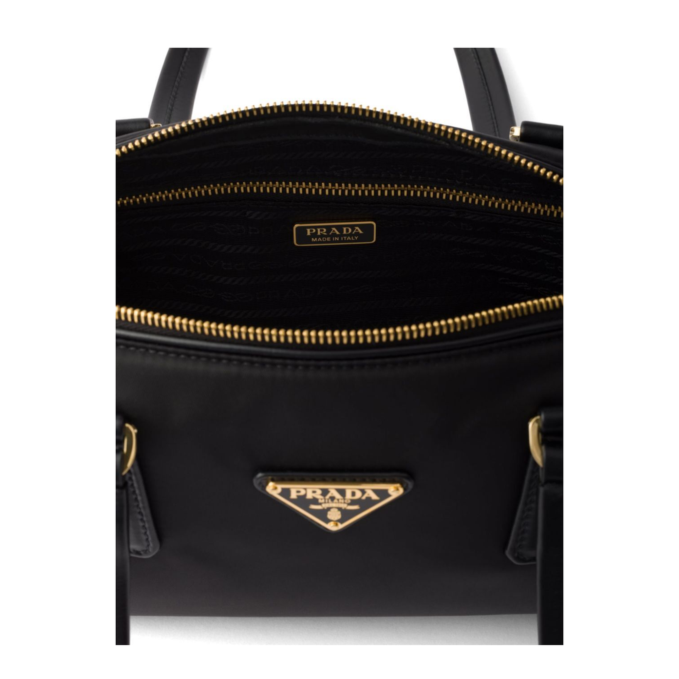 MAYFEYR - Prada - Re-Nylon And Leather Medium Top-Handle Bag With Padlock - 1BB127VODO2C8Q