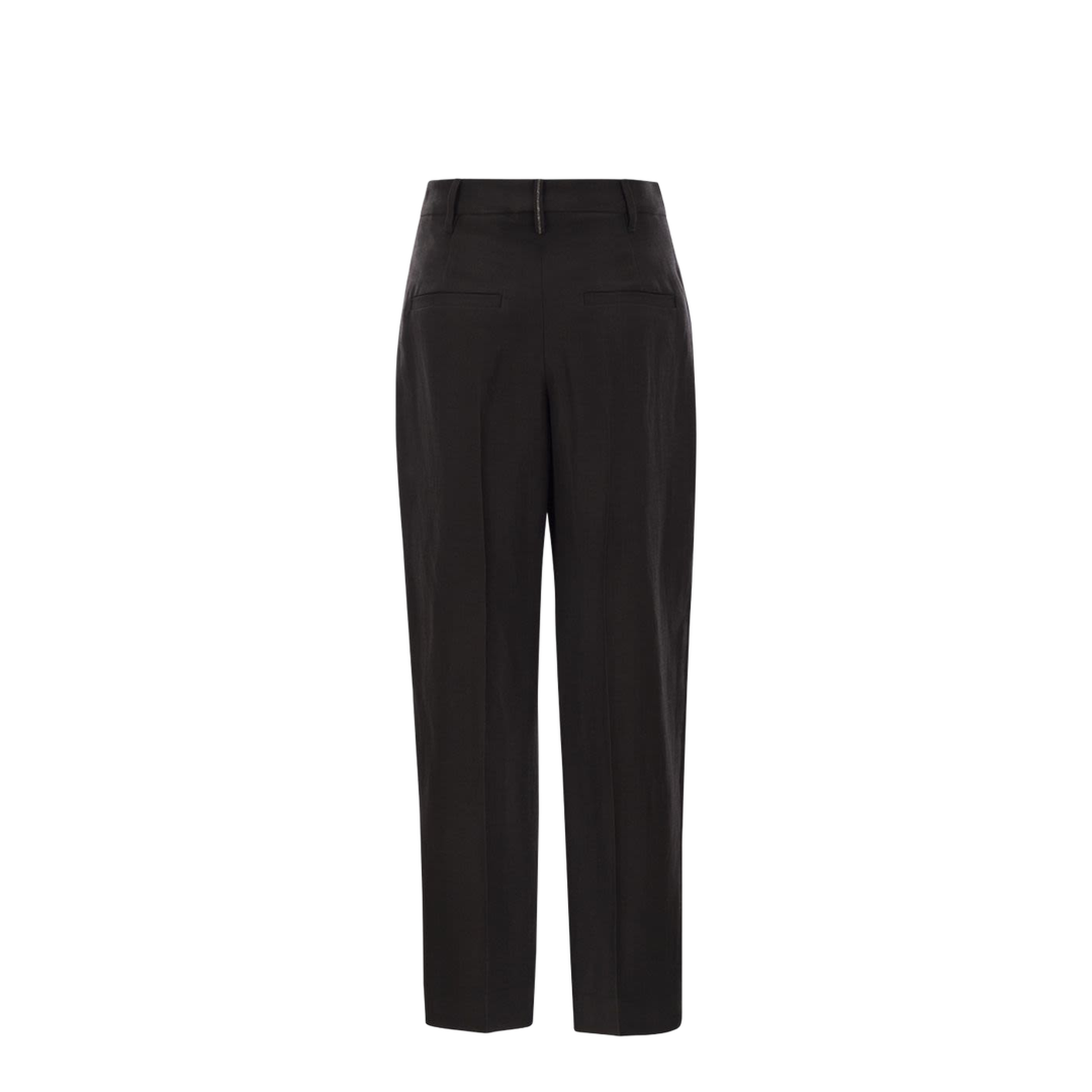 Slouchy Trousers in Viscose and Linen Fluid Twill with Moniline