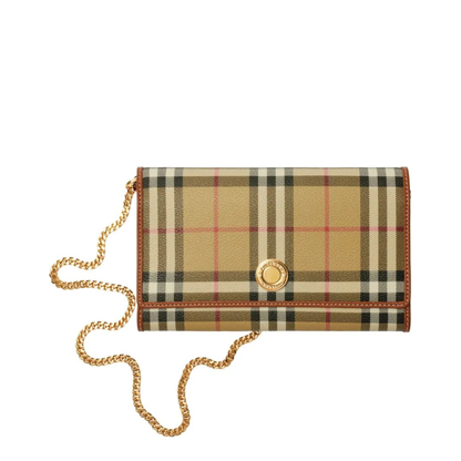 Calf Leather Wallet on Chain - Archive Beige/Briar Brown