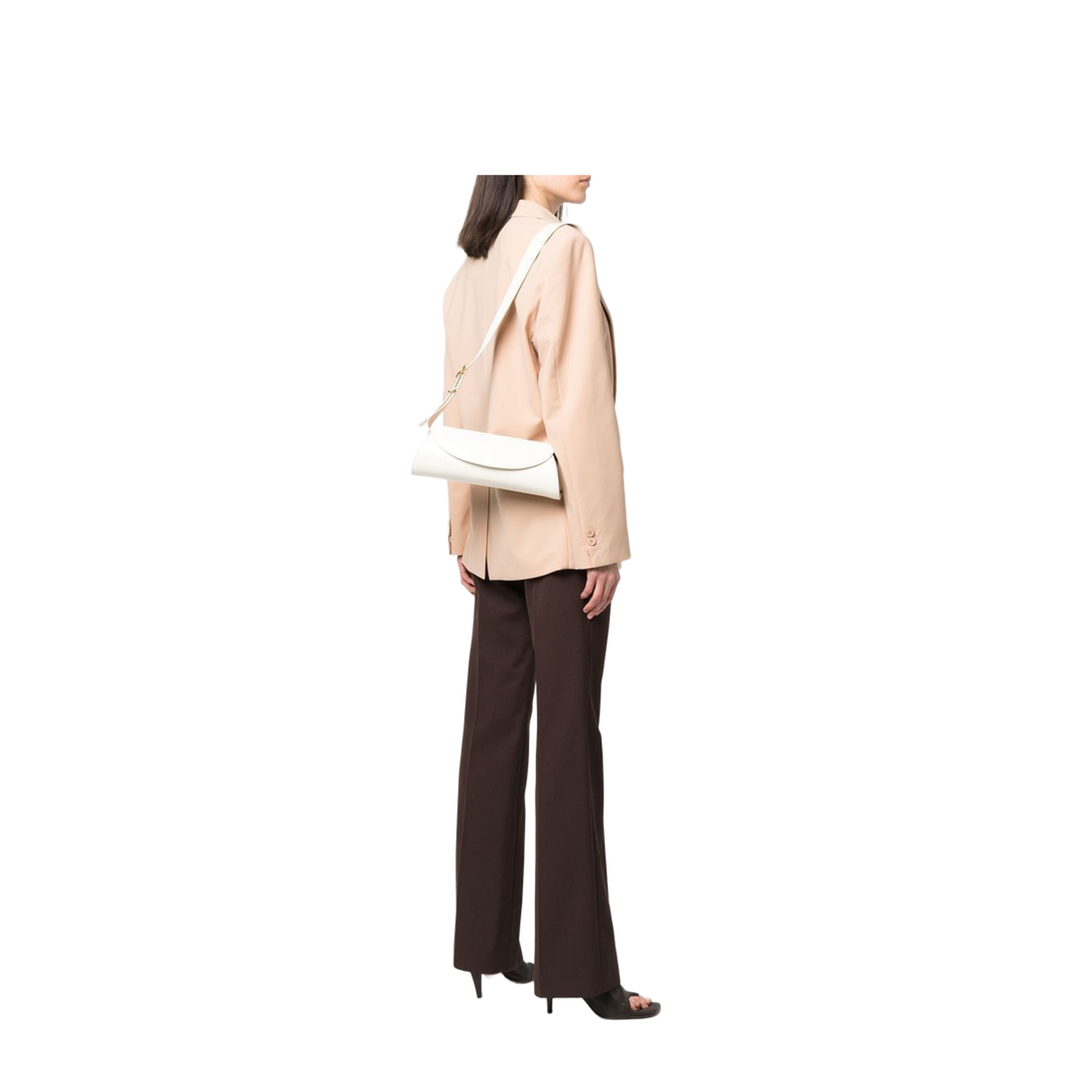 Cannolo Small Calfskin Shoulder Bag - Eggshell