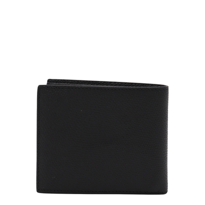 VLogo Signature Grainy Calfskin Bifold Wallet in Black