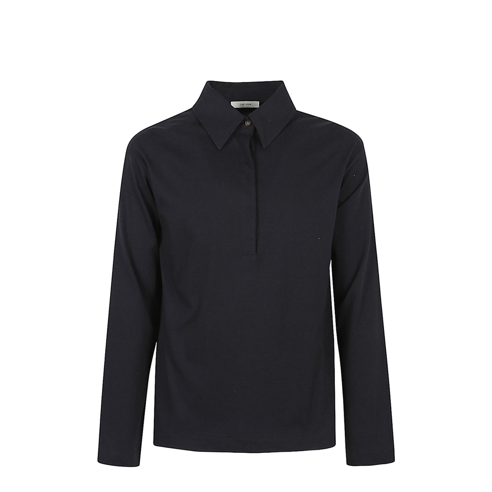 Long-Sleeved Polo Shirt V-Neck with Buttons and Turndown Collar