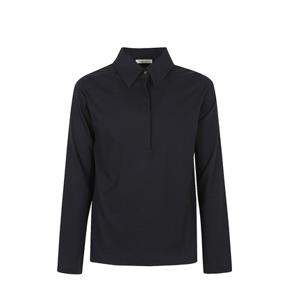 Long-Sleeved Polo Shirt V-Neck with Buttons and Turndown Collar