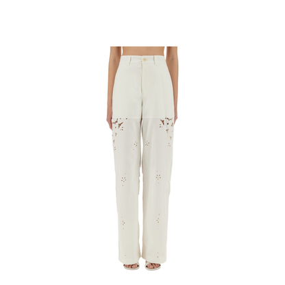 MAYFEYR - Marine Serre - Upcycled Linen Pants - UPA056AUWOV0007WH10