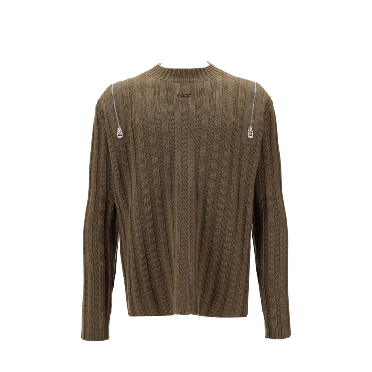 Ribbed Zip-Detail Jumper