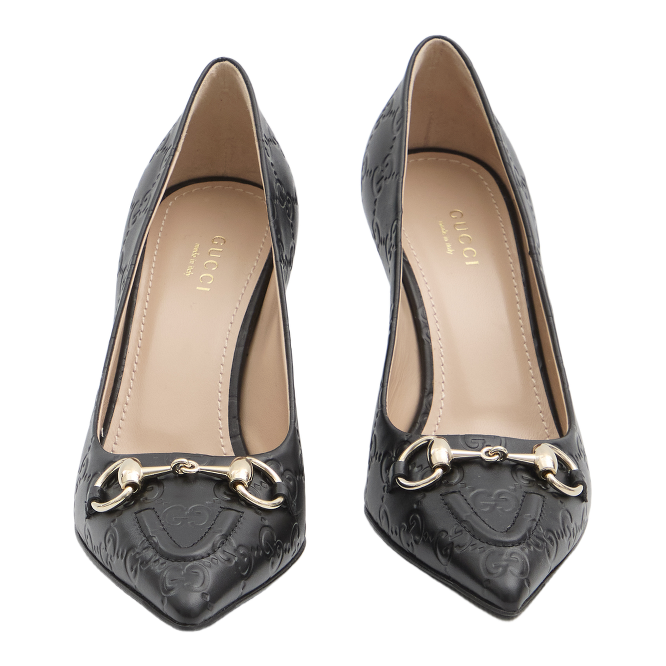 Black Leather Pumps with Horsebit