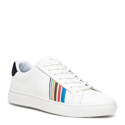 White Leather Sports Stripe Rex Sneakers