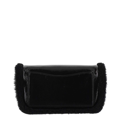 Shearling Strass Buckle Clutch Bag