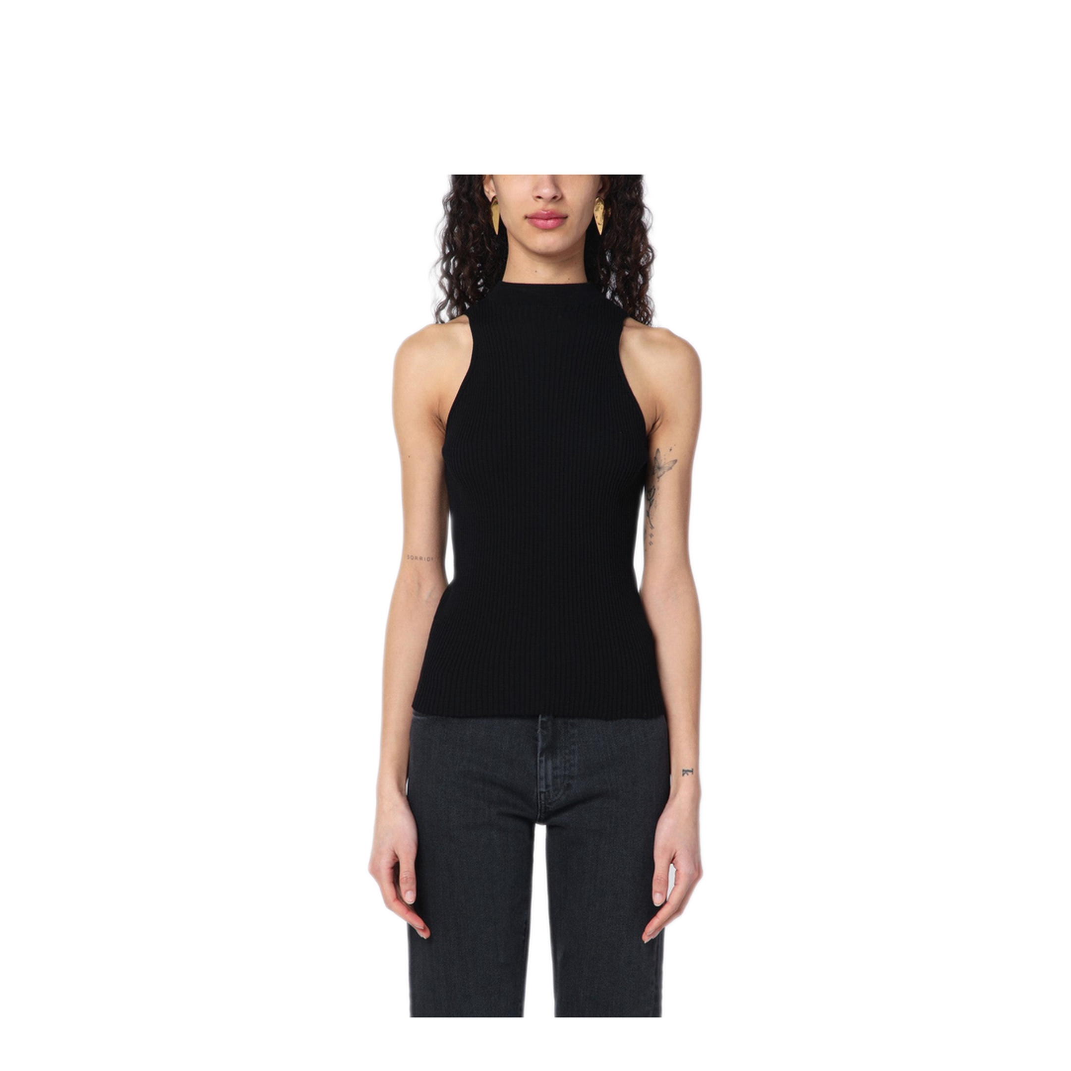 MAYFEYR - Roberto Collina - Black Ribbed Tank Top - B08214B0809