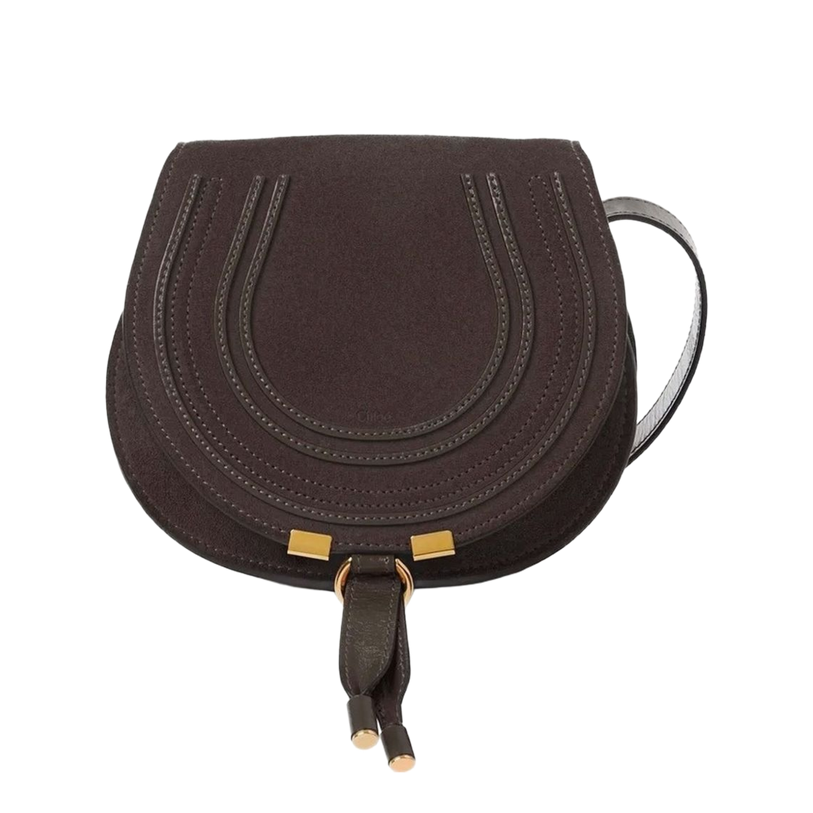Small Marcie Saddle Bag in Suede Leather