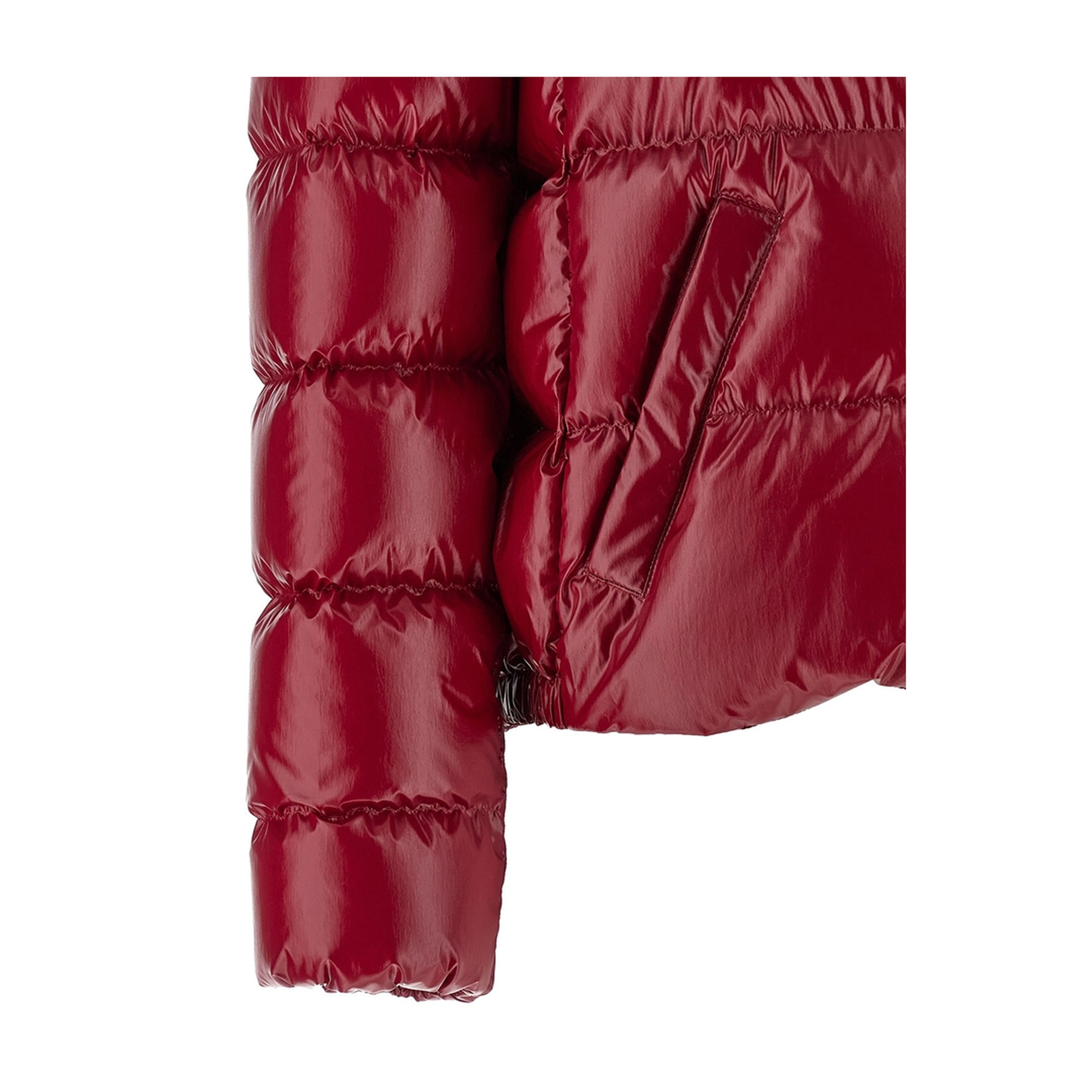 Cherry Pink Andro Hooded Short Down Jacket