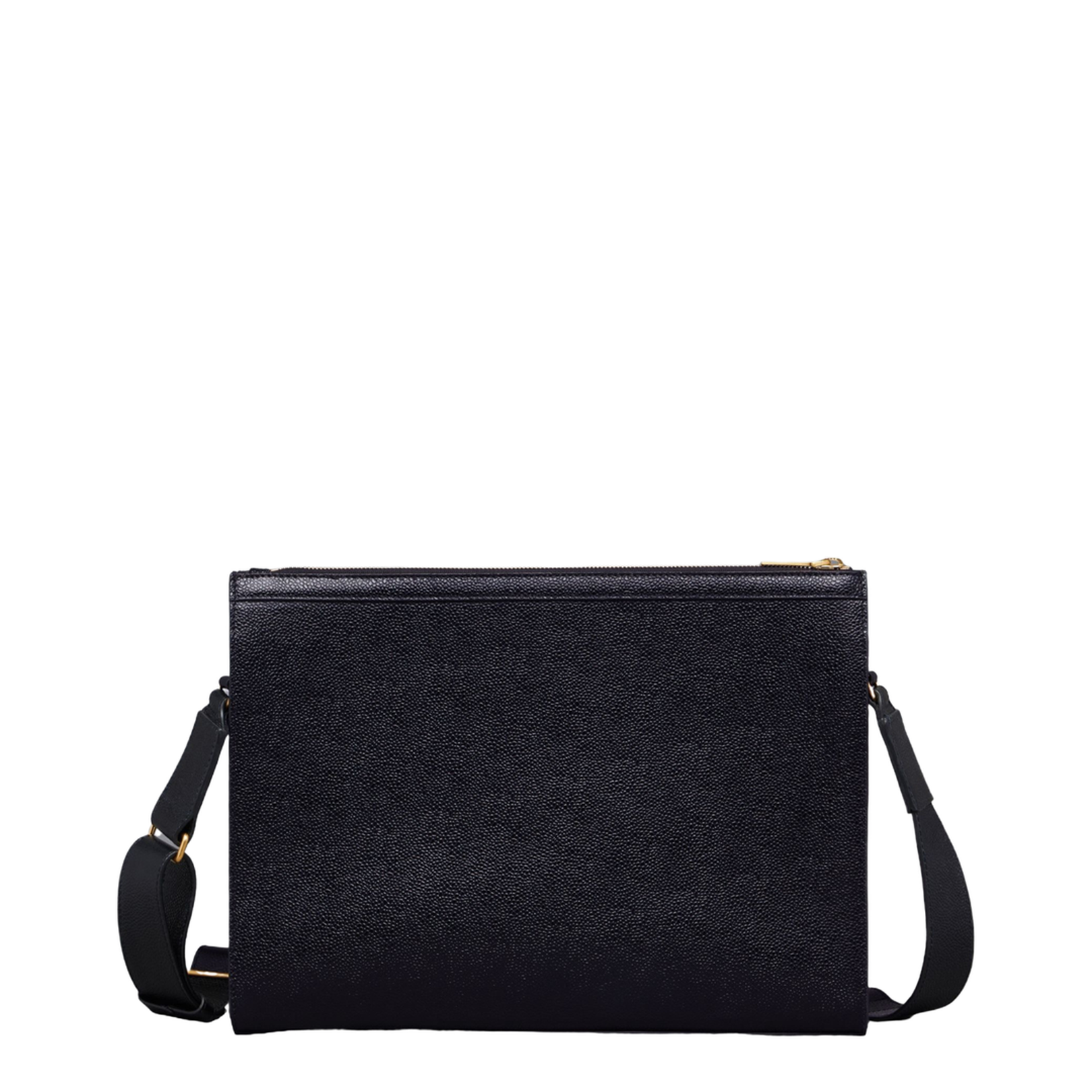 Zipper Closure Bag with Gold Foil Logo and Tri-Color Striped Lining