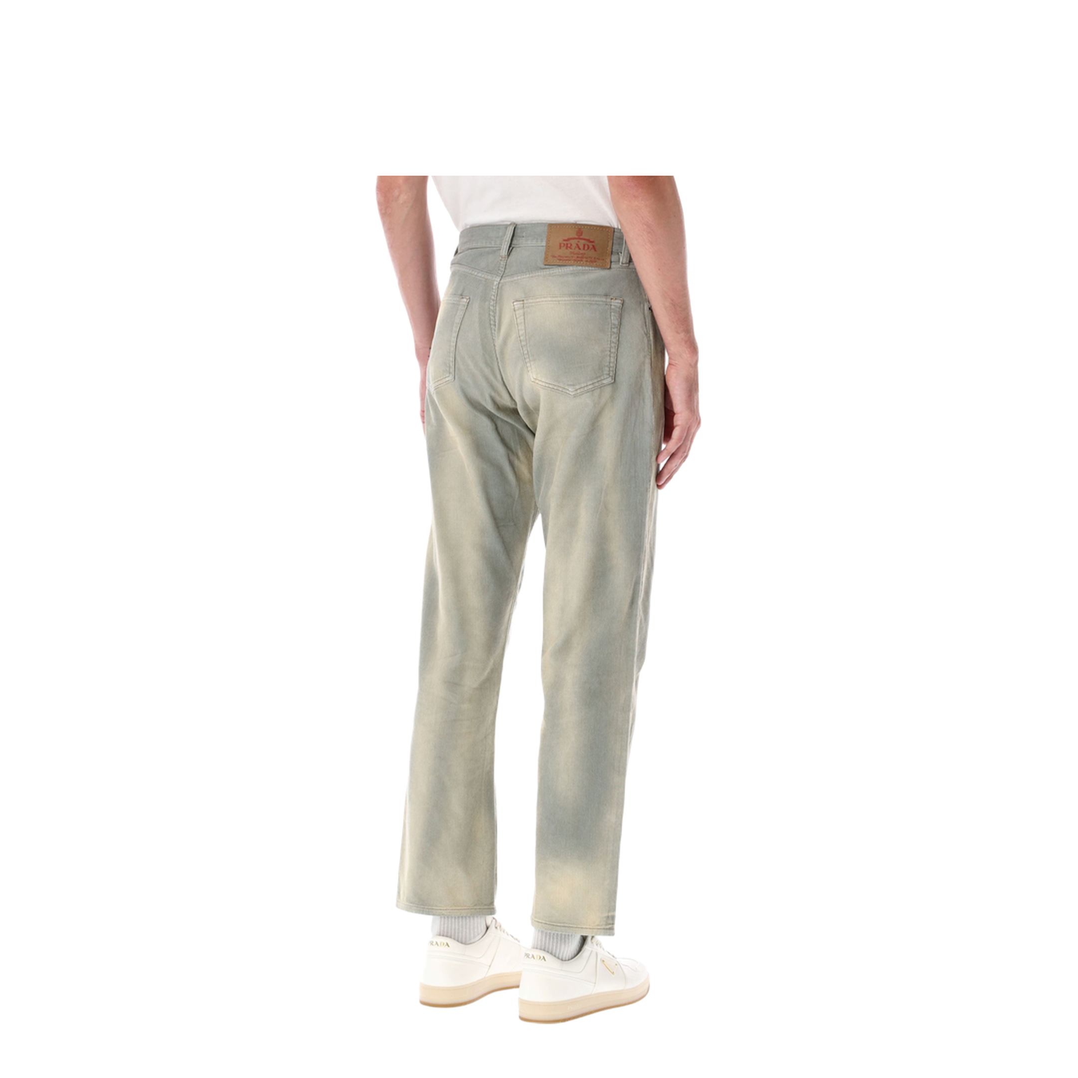 Light Blue Corduroy Trousers with Washed Effect