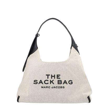 The Sack Bag Canvas Shoulder Bag - Ivory/Black