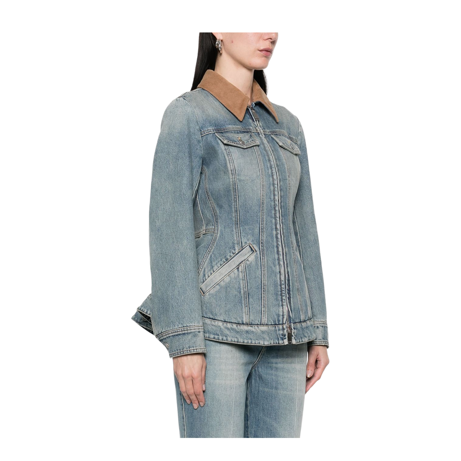 Light Blue Flared Denim Jacket