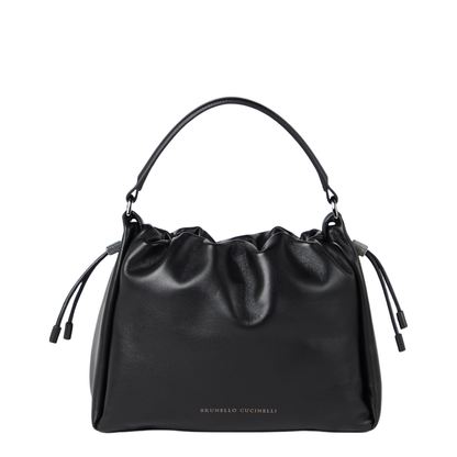 Small Soft Leather Mellow Bucket Bag in Ivory
