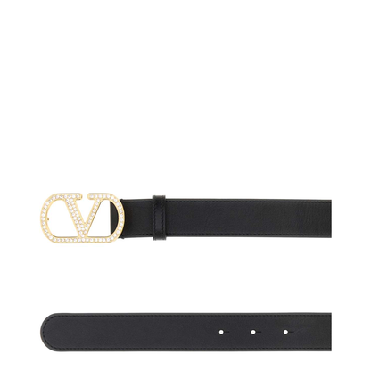 MAYFEYR - Valentino - Black Leather Vlogo Signature Belt - 9W2T0SM3RTVEDM