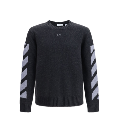 MAYFEYR - Off-White - Diag Fuzzy Crewneck Sweater - OMHE087F26KNI00200