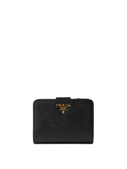 Logo Plaque Bifold Wallet with Zip Pouch, Gold Hardware