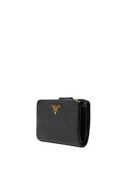 Logo Plaque Bifold Wallet with Zip Pouch, Gold Hardware