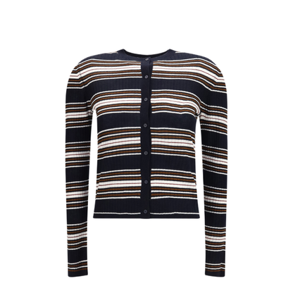 MAYFEYR -  - Striped Silk And Wool Cardigan - 2626346021600001