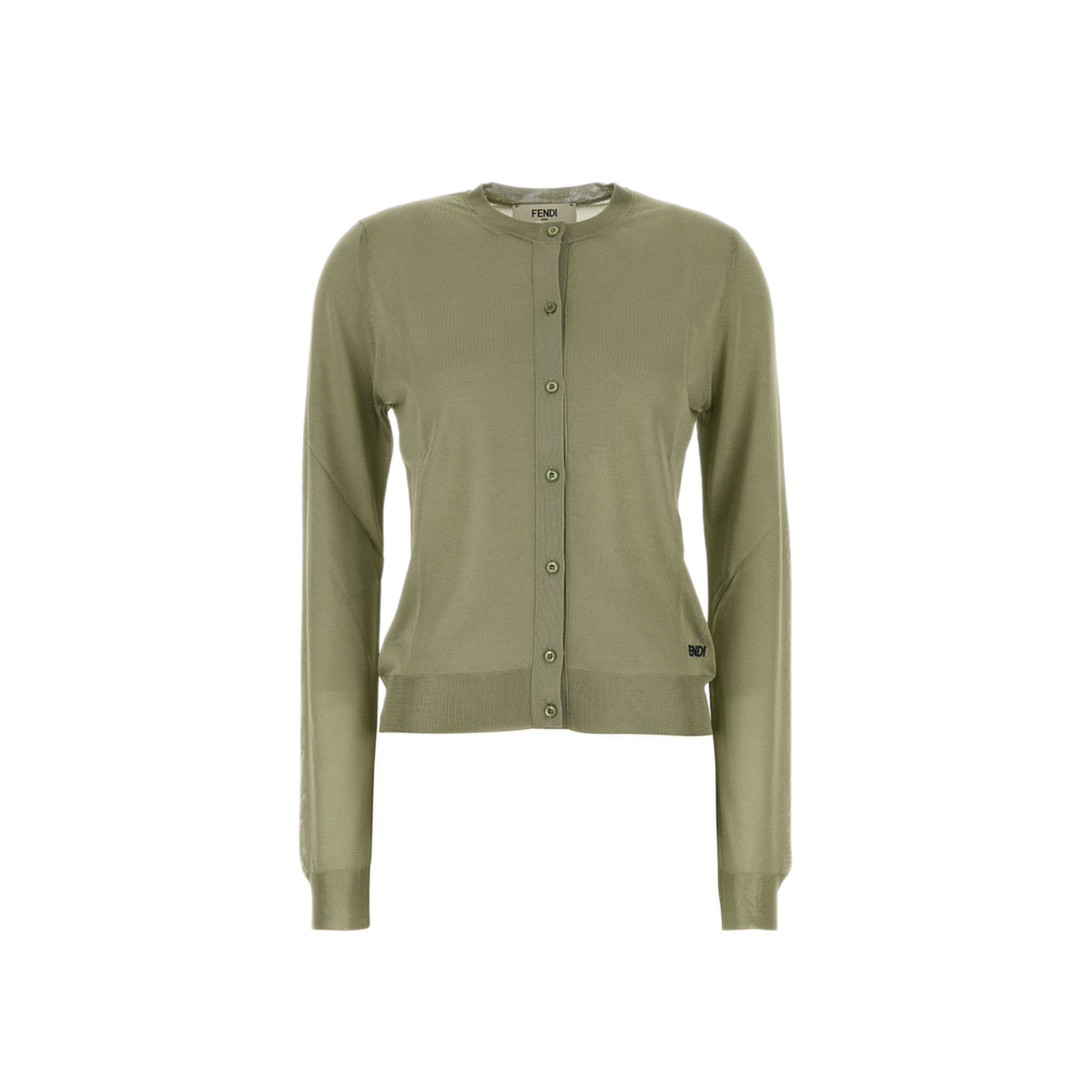 MAYFEYR - Fendi - Sage Green Stretch Viscose Cardigan - FZE574AW4VF1UKL